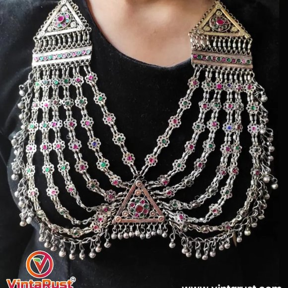 Vintage Afghan Kuchi Necklace, Afghan Bib Necklace, Kuchi Jewelry,Bib Necklace - Picture 1 of 7